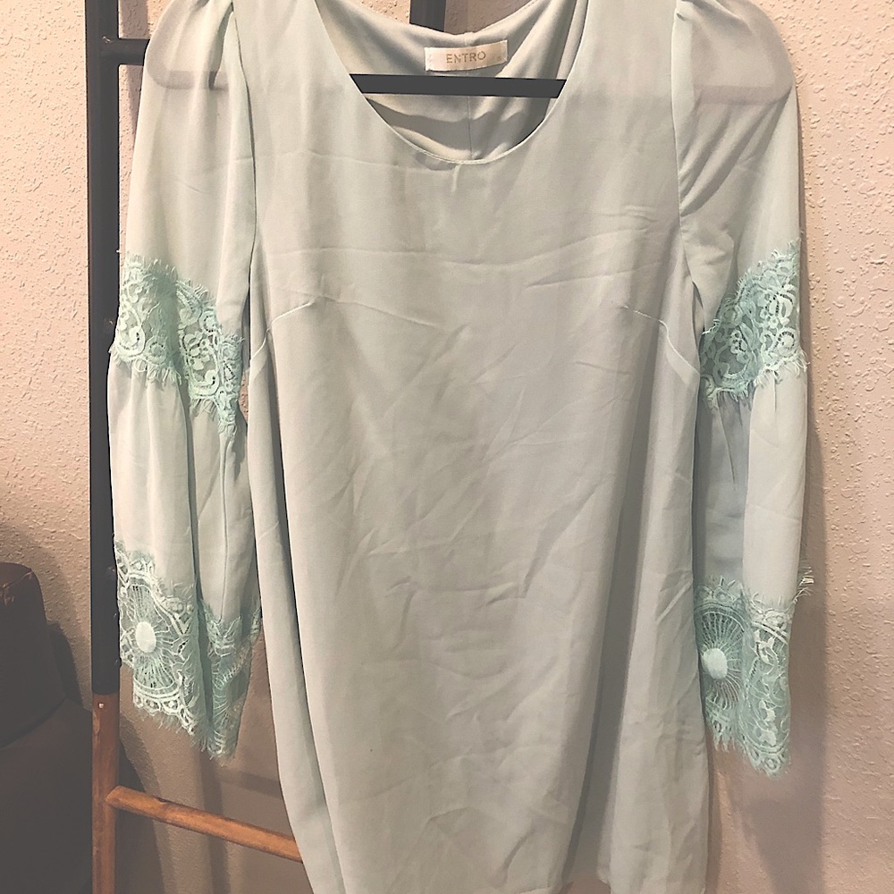 Light blue lace, long sleeve dress